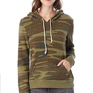 Alternative Women's Green Camo Print Athletic Hoodie Sweatshirt Size XXL NWT